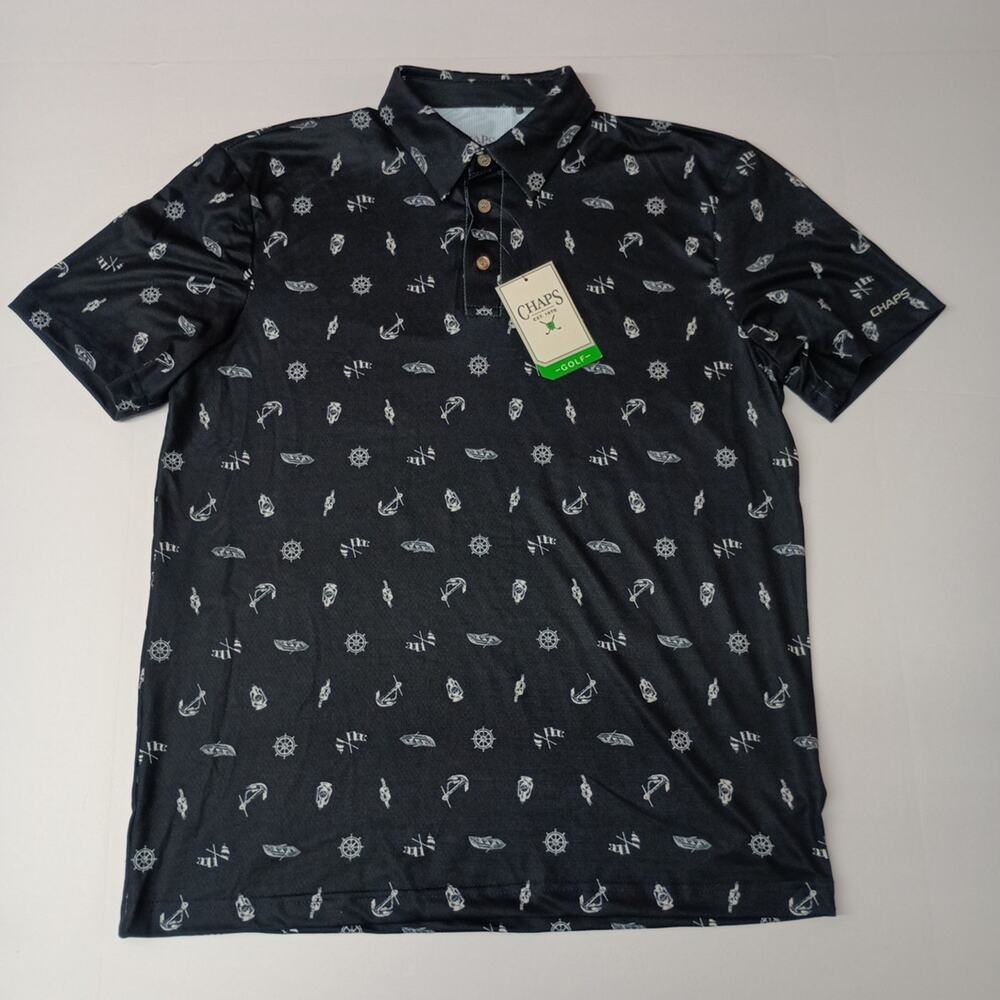 Chaps Golf Polo Shirt Men's Size S American‎ Navy Stretch